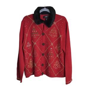 Segue Sweater Vtg Women Christmas Sweater  Sz L GUC flaws ugly Christmas Sweater